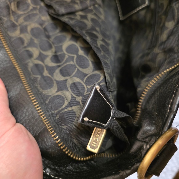 Coach Signature Op Art Satchel 12693 Black Gray Canvas Leather Handbag Purse - Picture 8 of 12